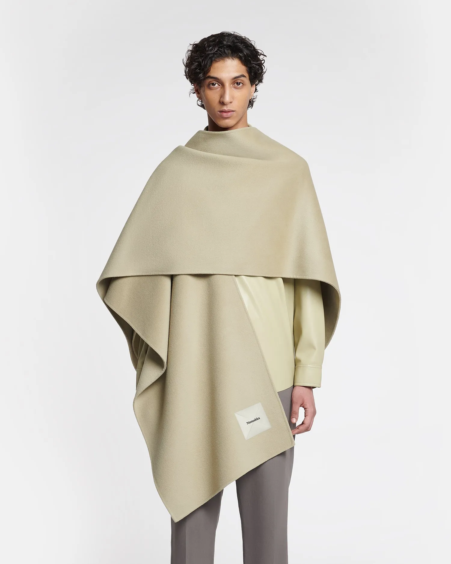 Kamin - Wool And Silk-Blend Shawl - Pale Olive