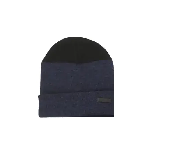 KENNETH COLE Men's Winter Knitted Scarf & Beanie Set with Logo in Navy