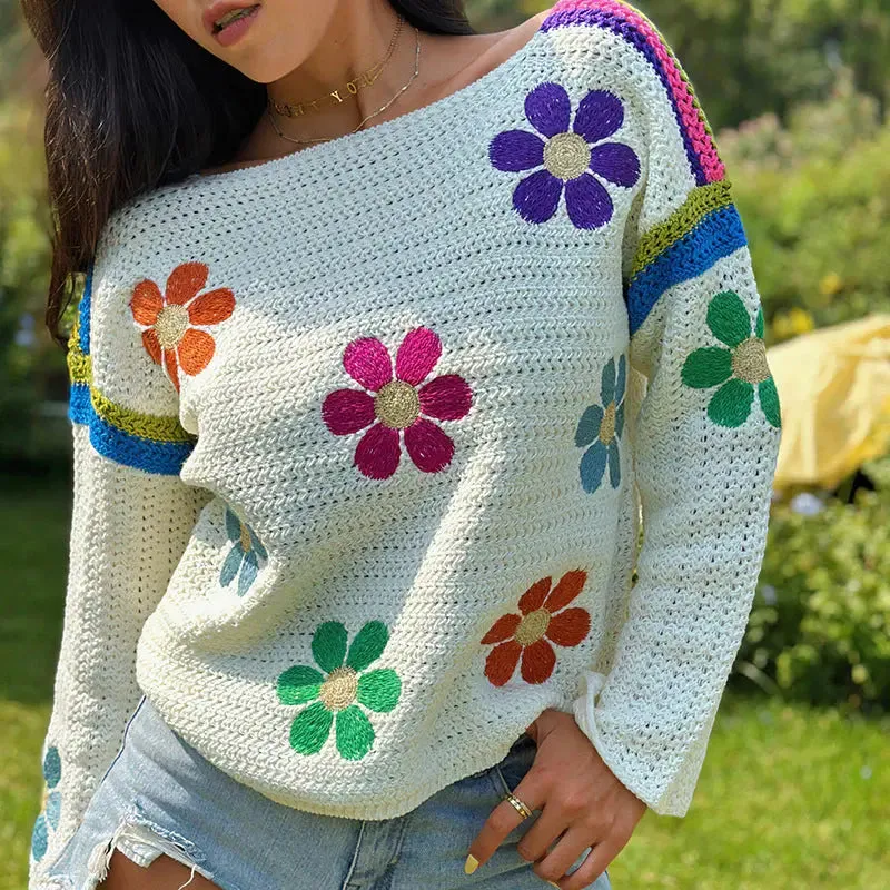 Knitted Flower Sweater