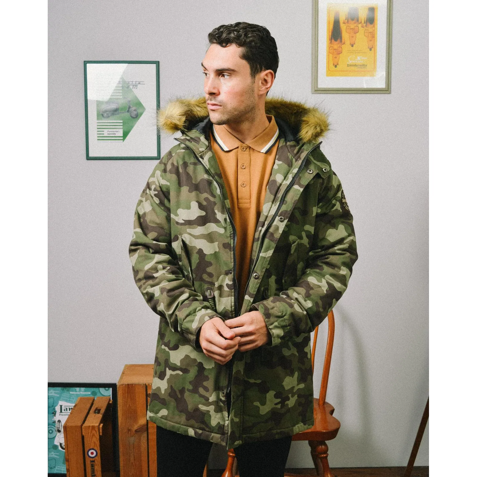 Lambretta Mens Camo Parka Jacket