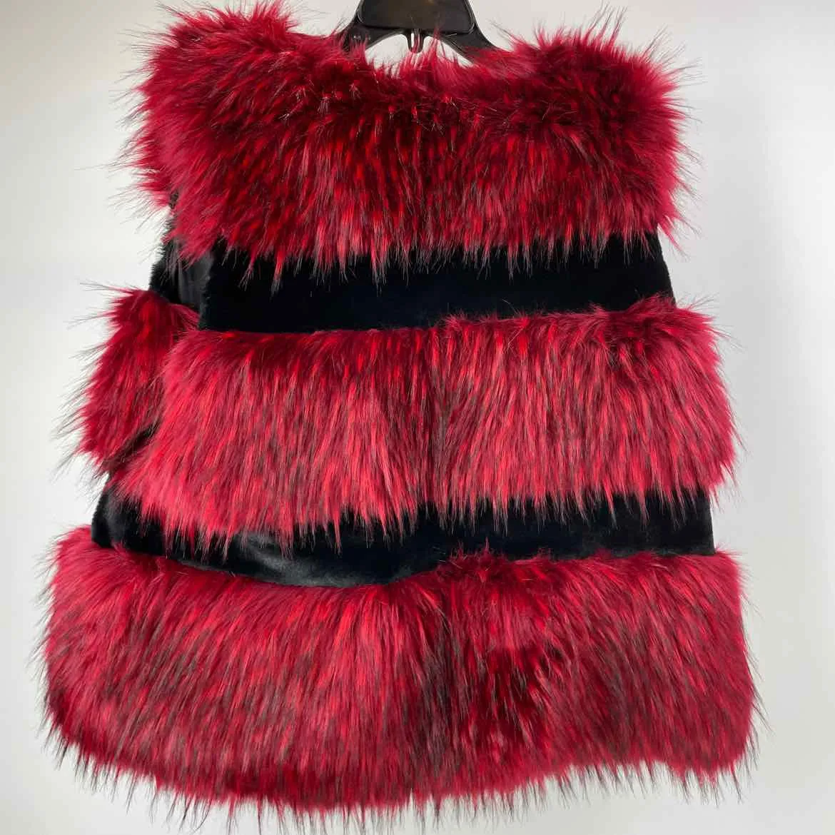 Laseine Size XL Red/Black NWT Faux Fur Vest