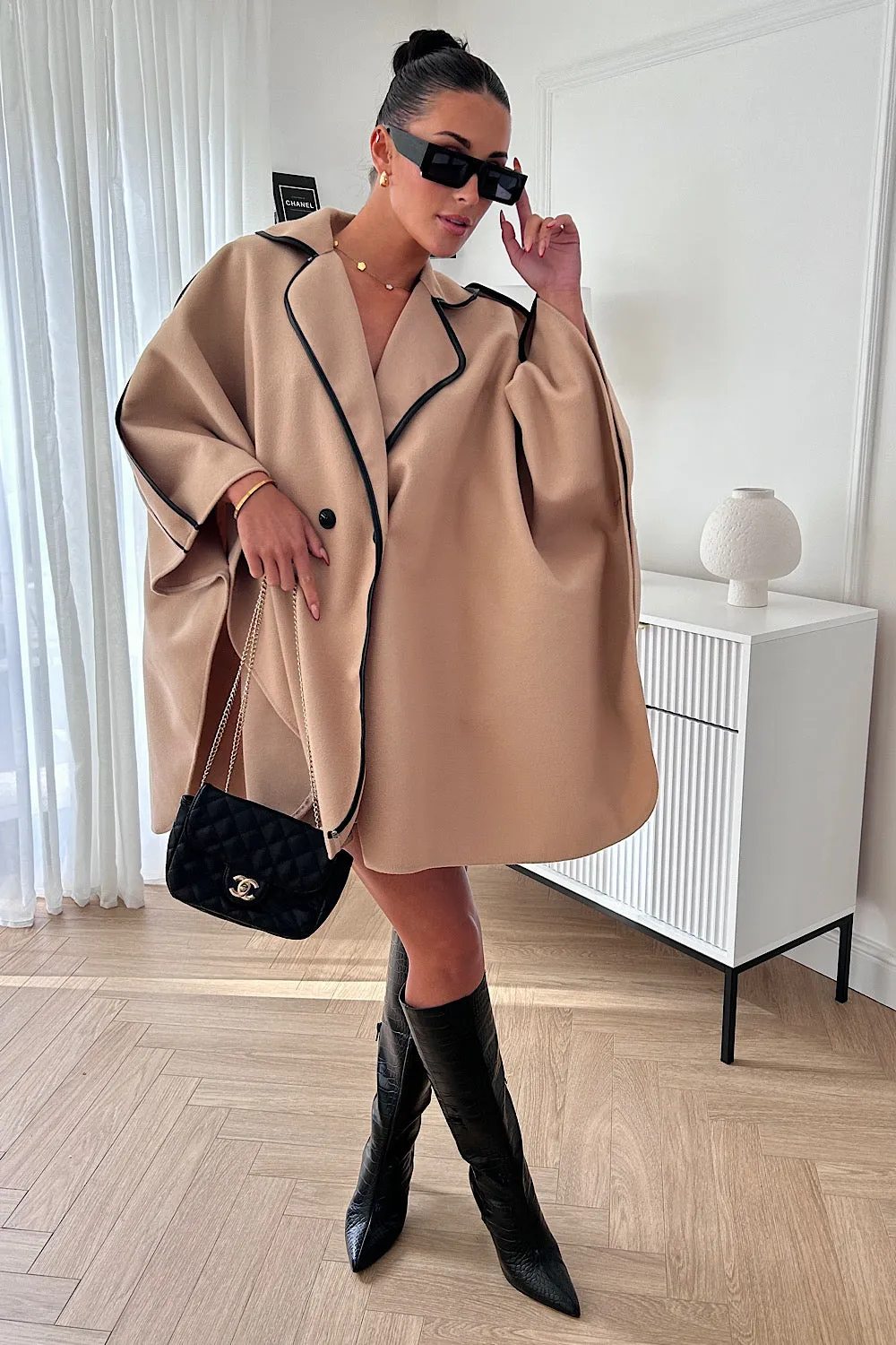 Layla Beige Cape Coat