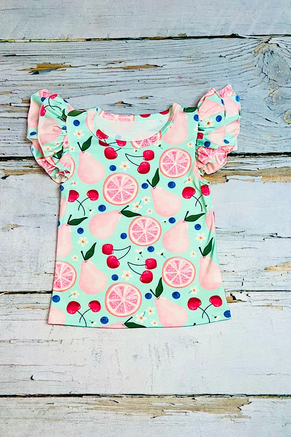 Lemon Cherry Pear ruffle short sleeve t-shirt DLH2390