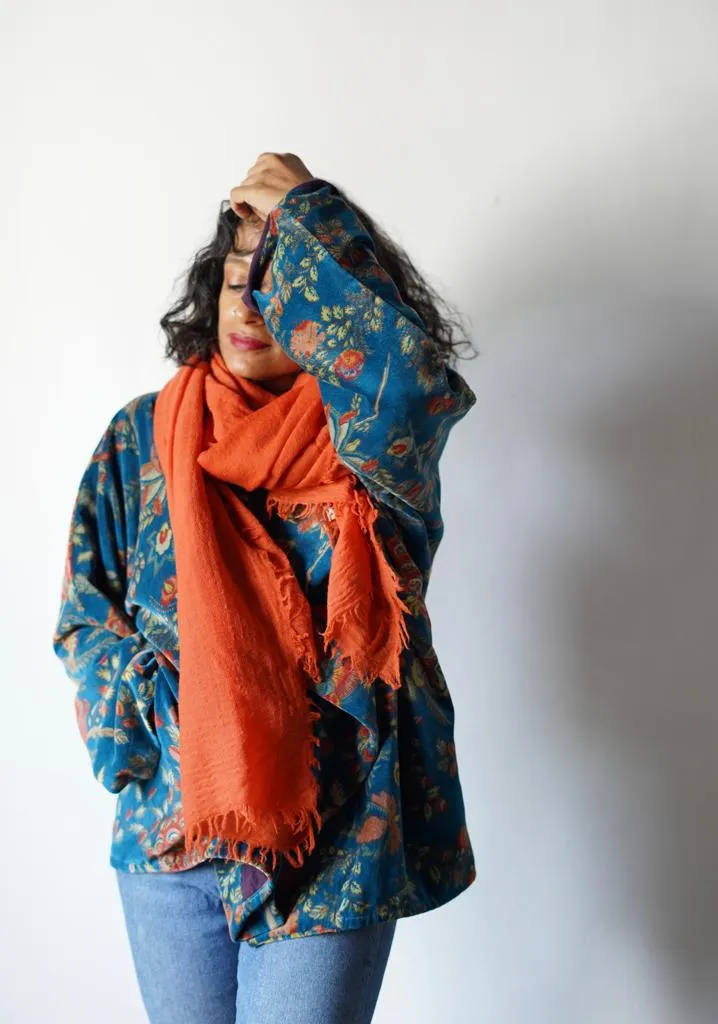 Loom Woven Fine Wool Scarf - Summer Colours