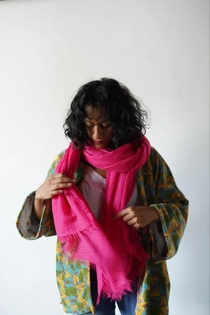 Loom Woven Fine Wool Scarf - Summer Colours