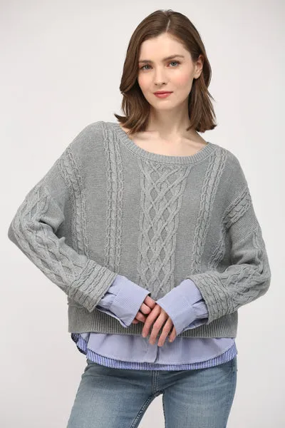 Love & Revenge Illusion Cable Knit Sweater