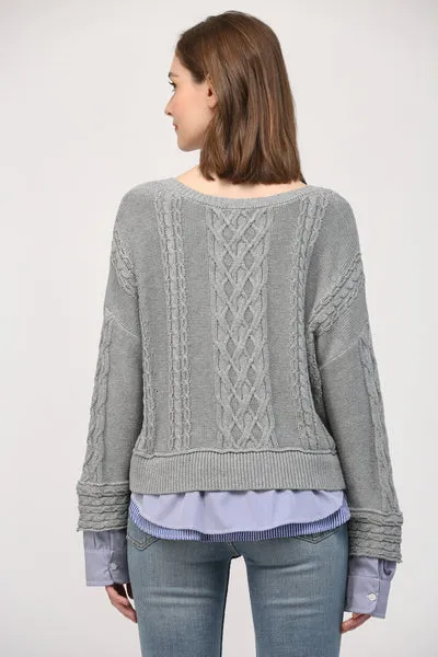 Love & Revenge Illusion Cable Knit Sweater