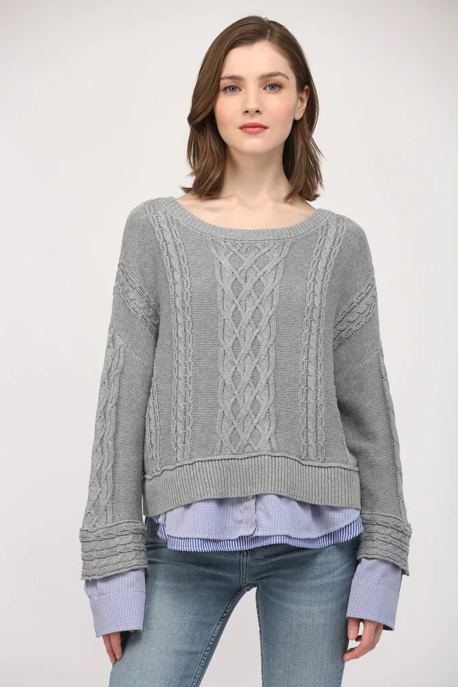 Love & Revenge Illusion Cable Knit Sweater