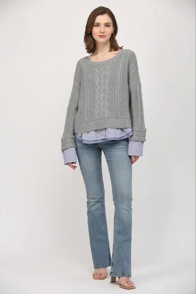 Love & Revenge Illusion Cable Knit Sweater