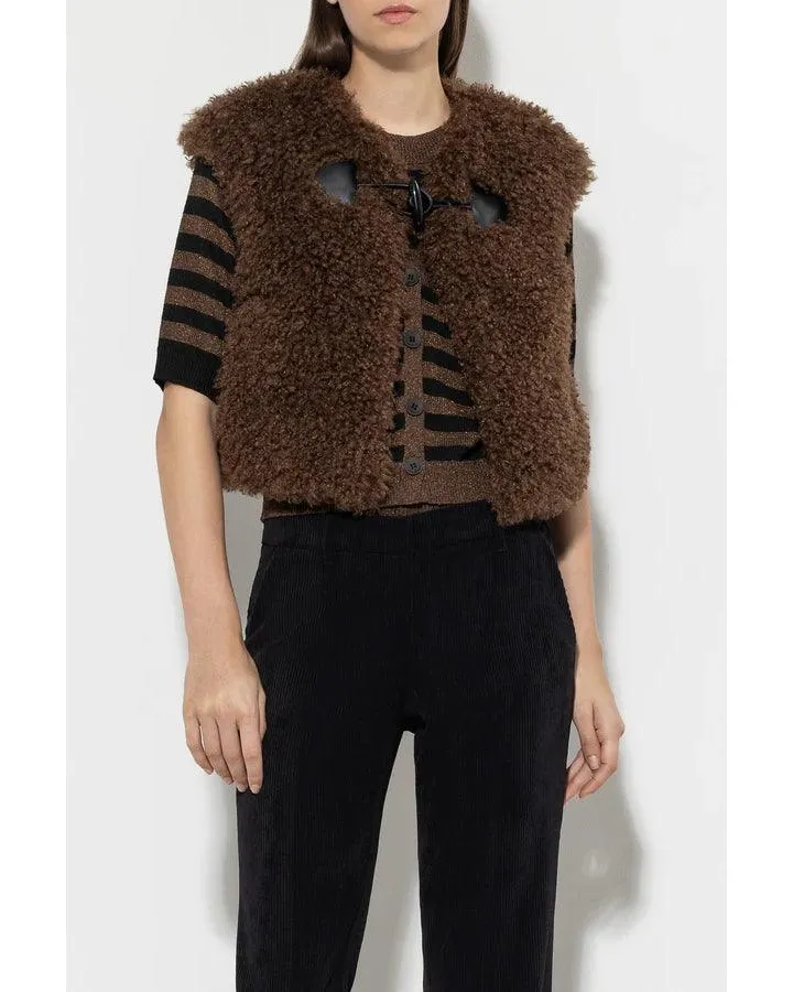 Luisa Cerano Faux Fur Vest With Toggle