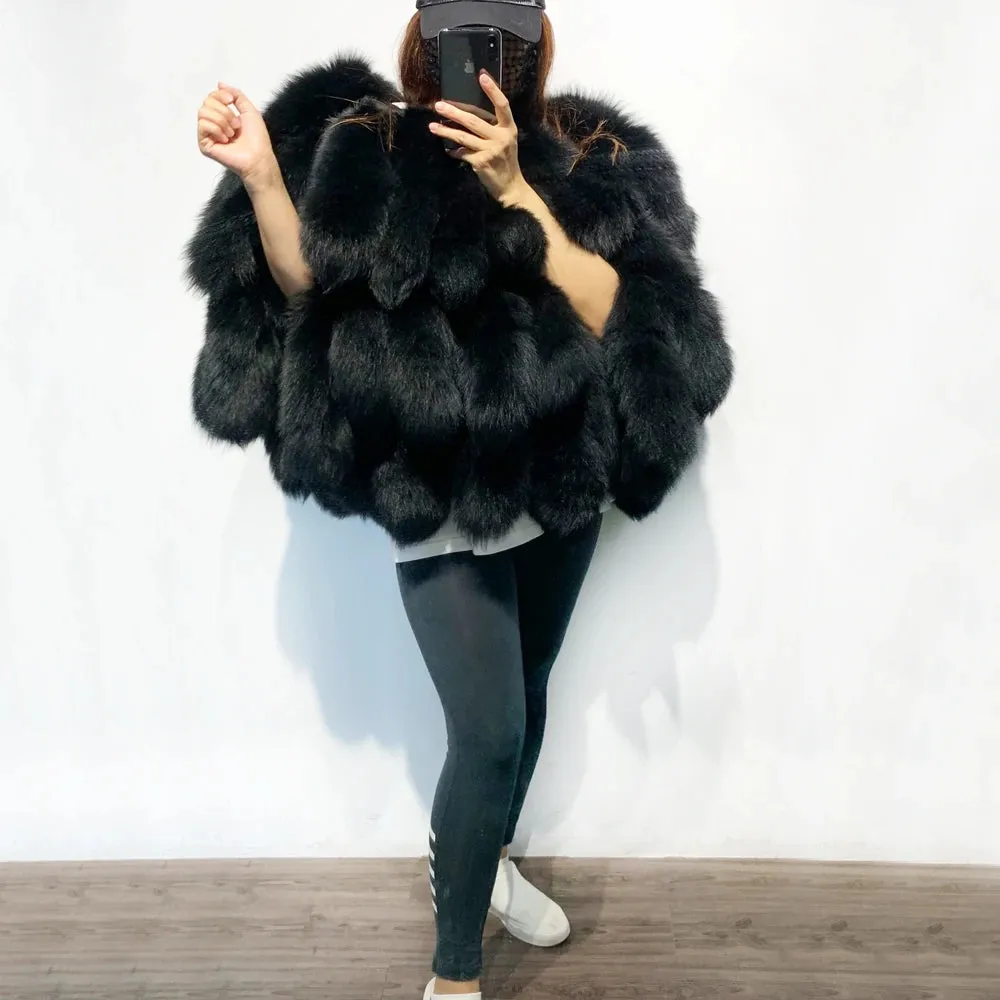 Luxury Women's Real Fox Fur Shoulder Shawl