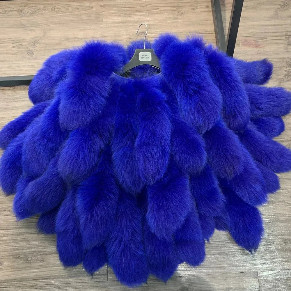 Luxury Women's Real Fox Fur Shoulder Shawl