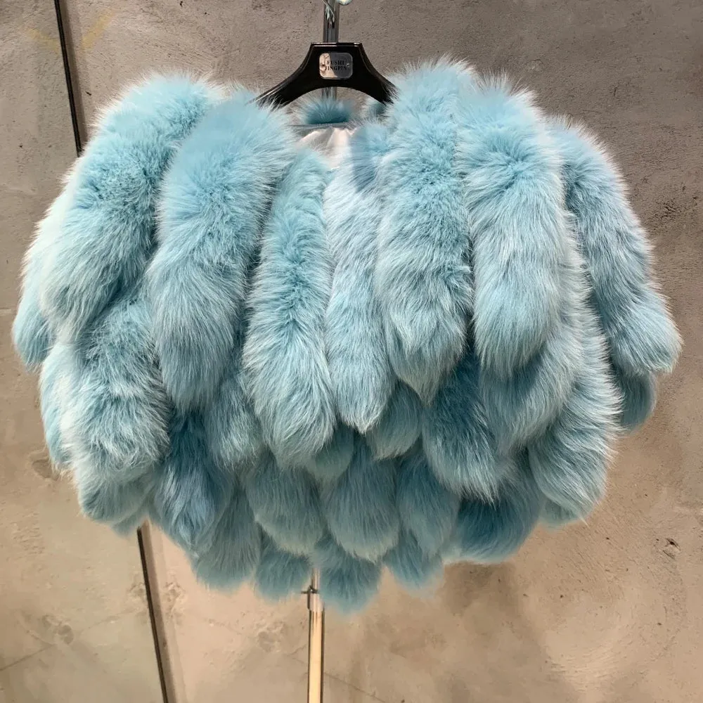 Luxury Women's Real Fox Fur Shoulder Shawl