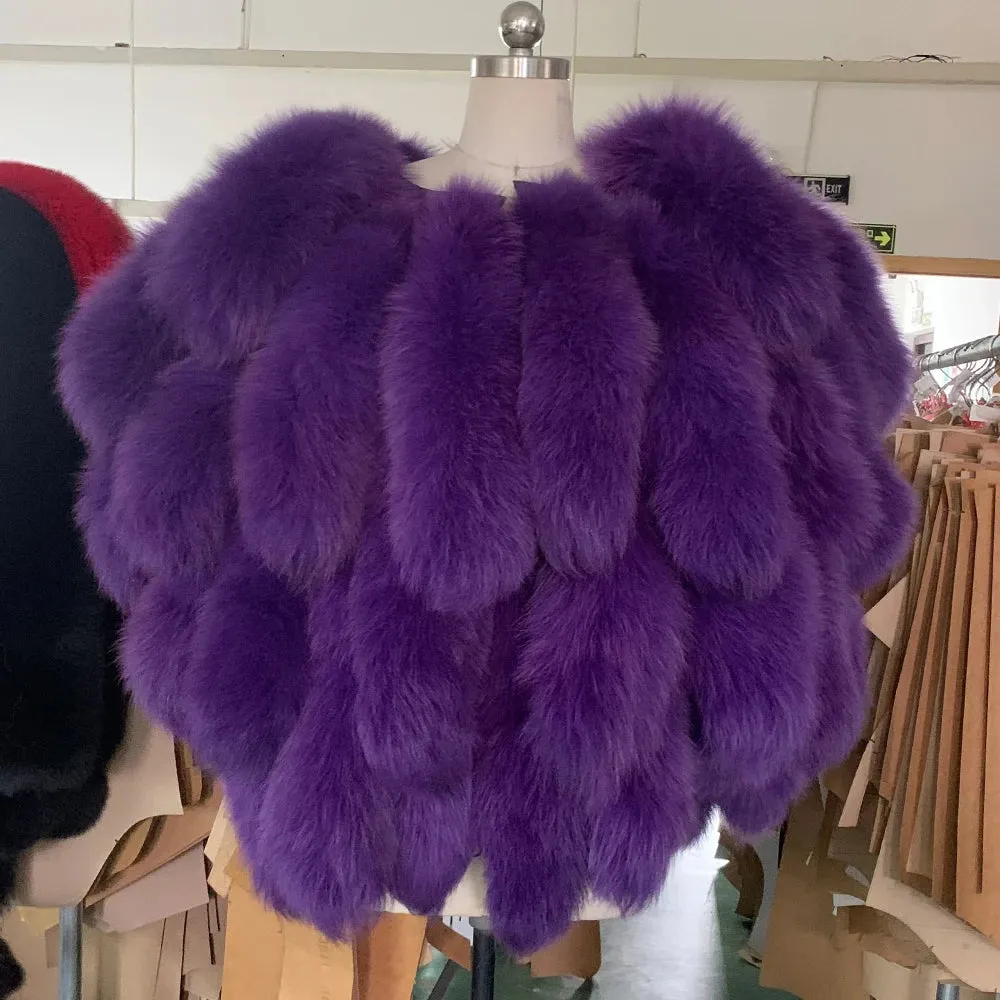 Luxury Women's Real Fox Fur Shoulder Shawl