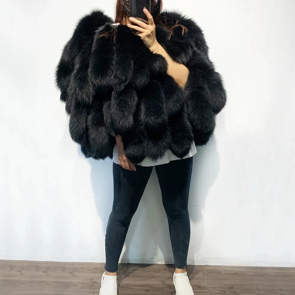 Luxury Women's Real Fox Fur Shoulder Shawl