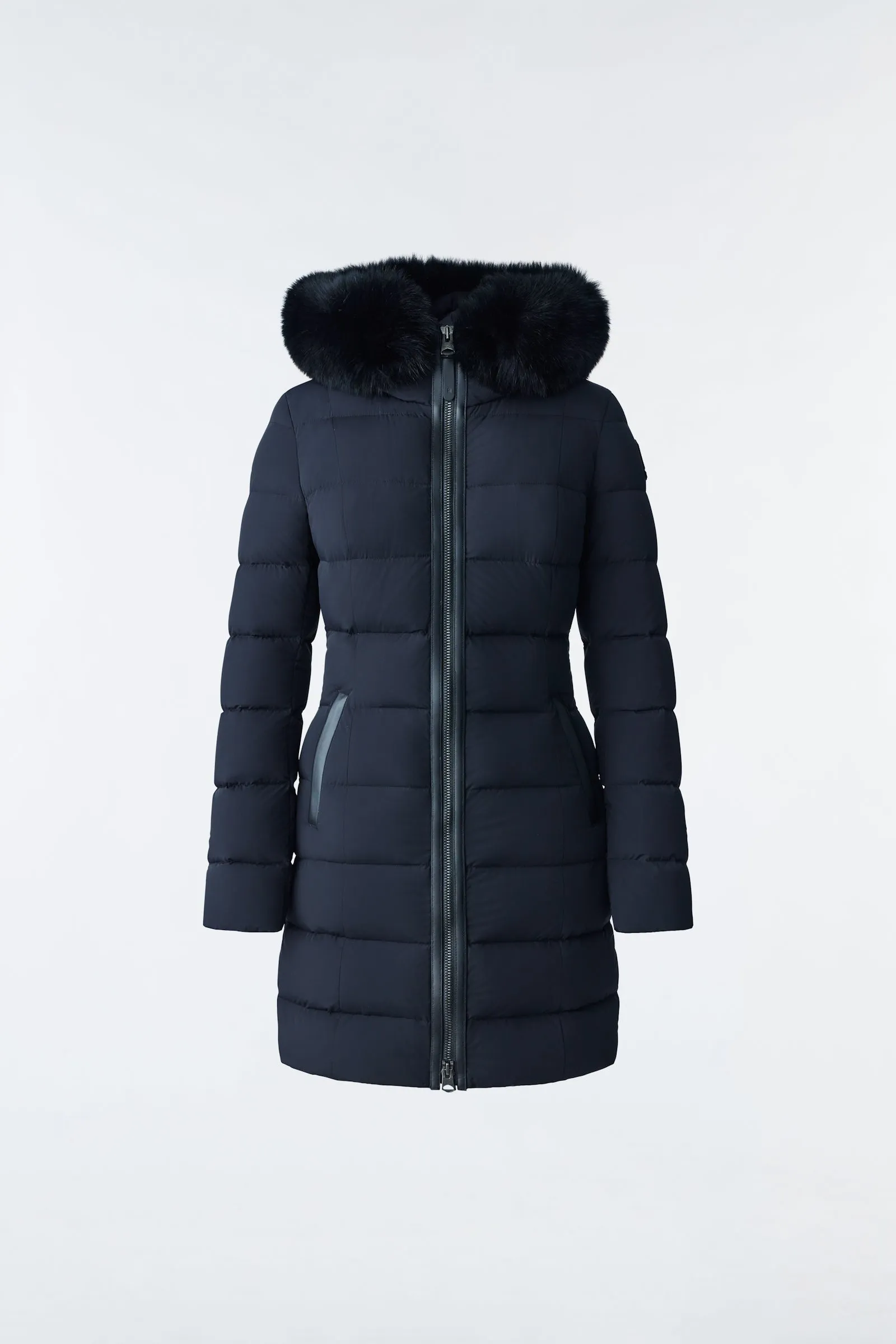 Mackage Calla Agile 360 Light Down Coat Blue Fox Fur Collar