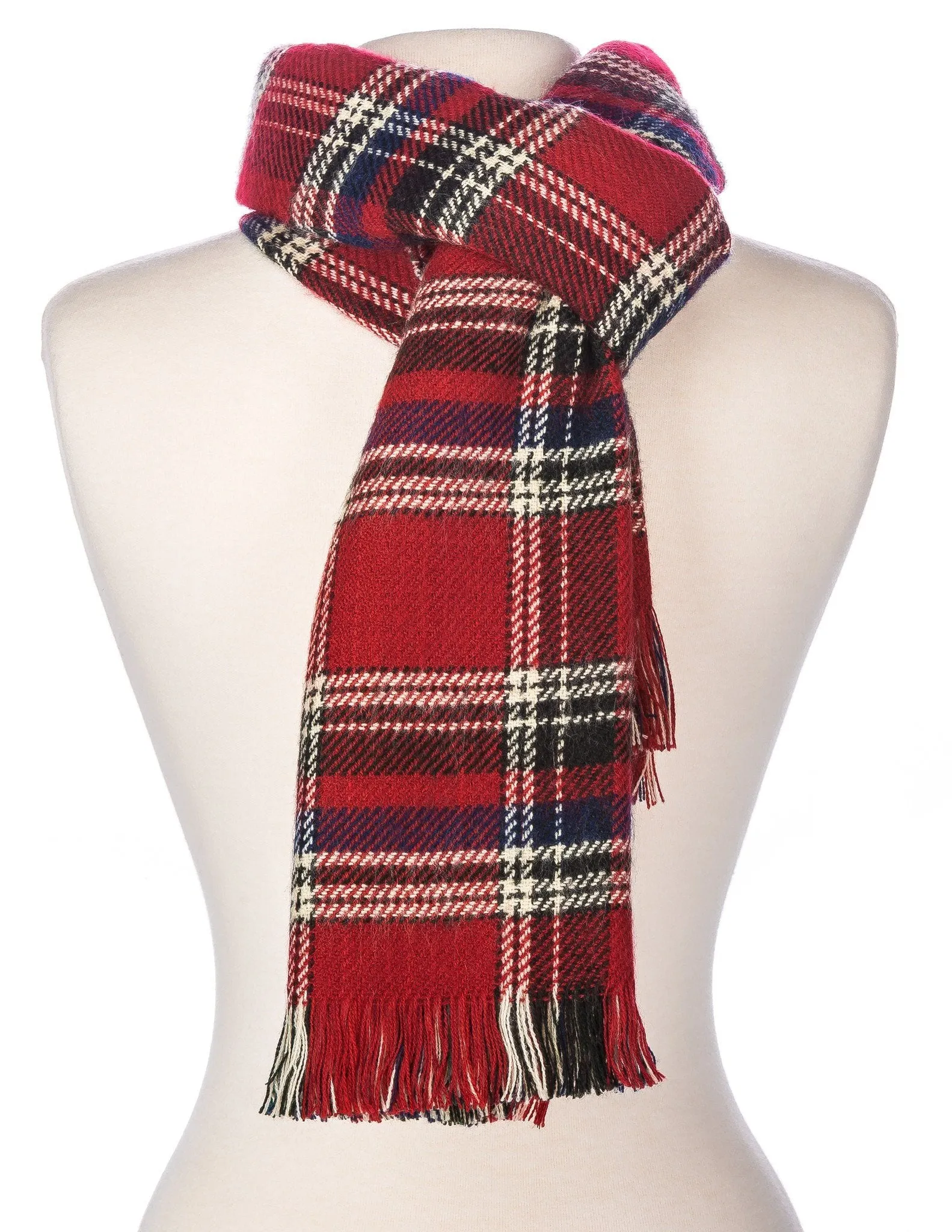 Men's Cambridge Plaid Reversible Winter Scarf - Red