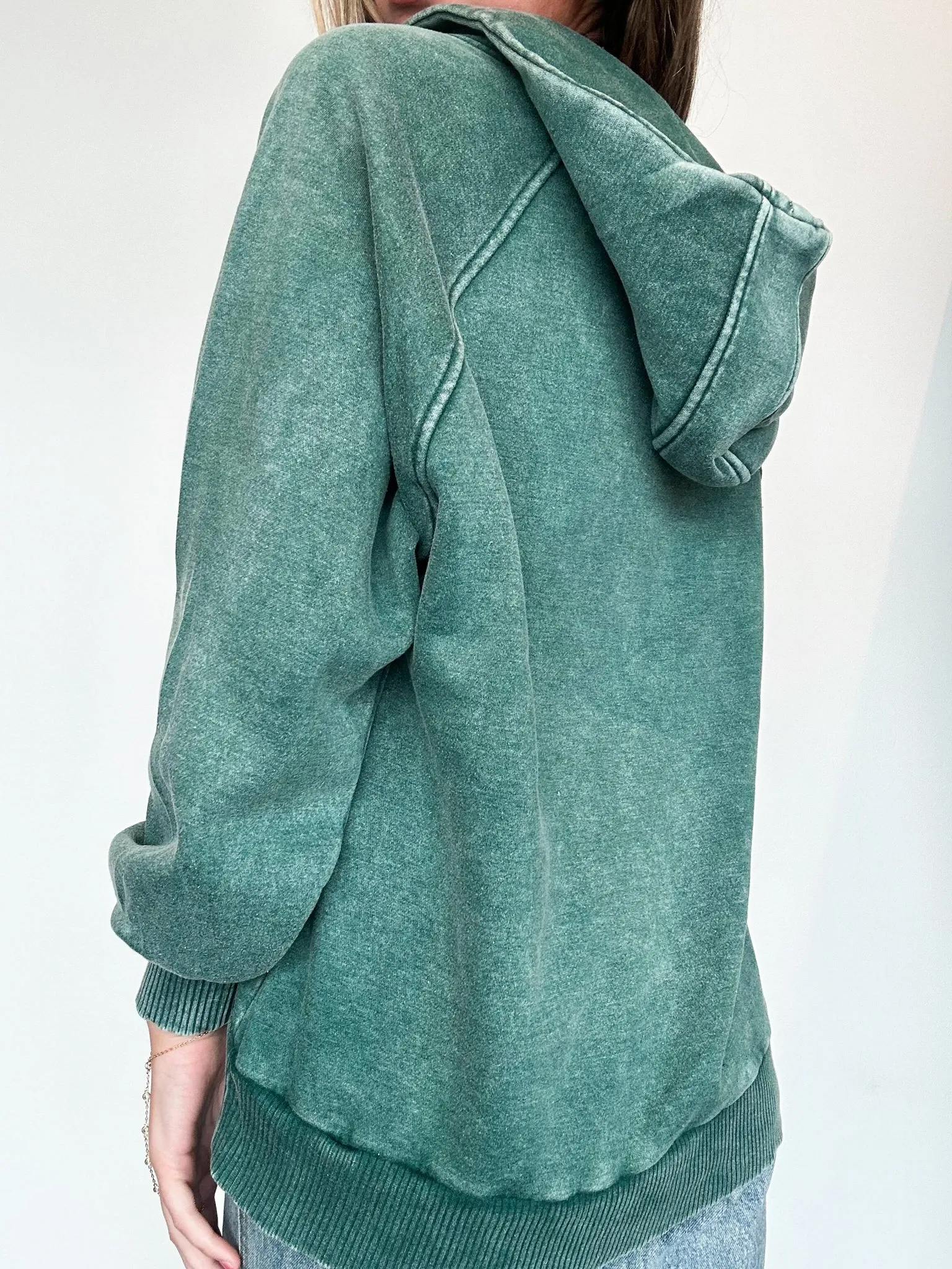 Mineral Wash Oversized Hoodie- Green