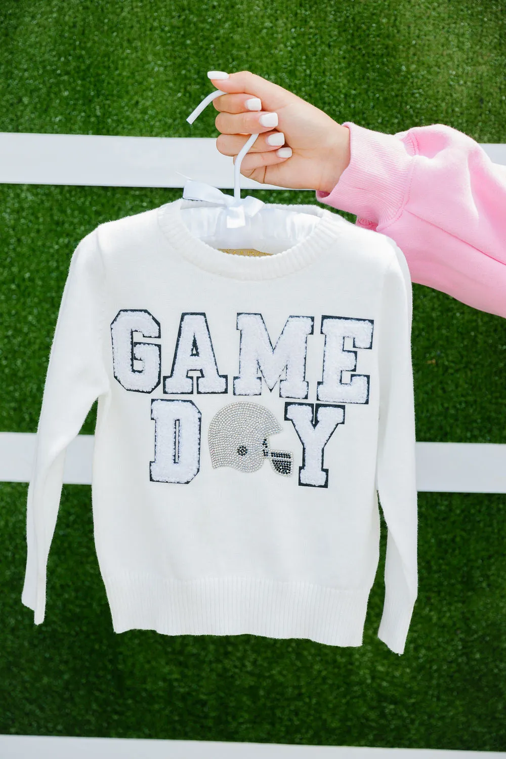 MINI KIDS GAME DAY WHITE SWEATER