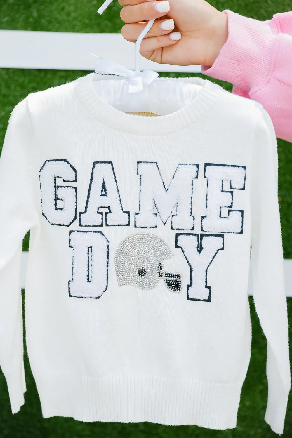 MINI KIDS GAME DAY WHITE SWEATER