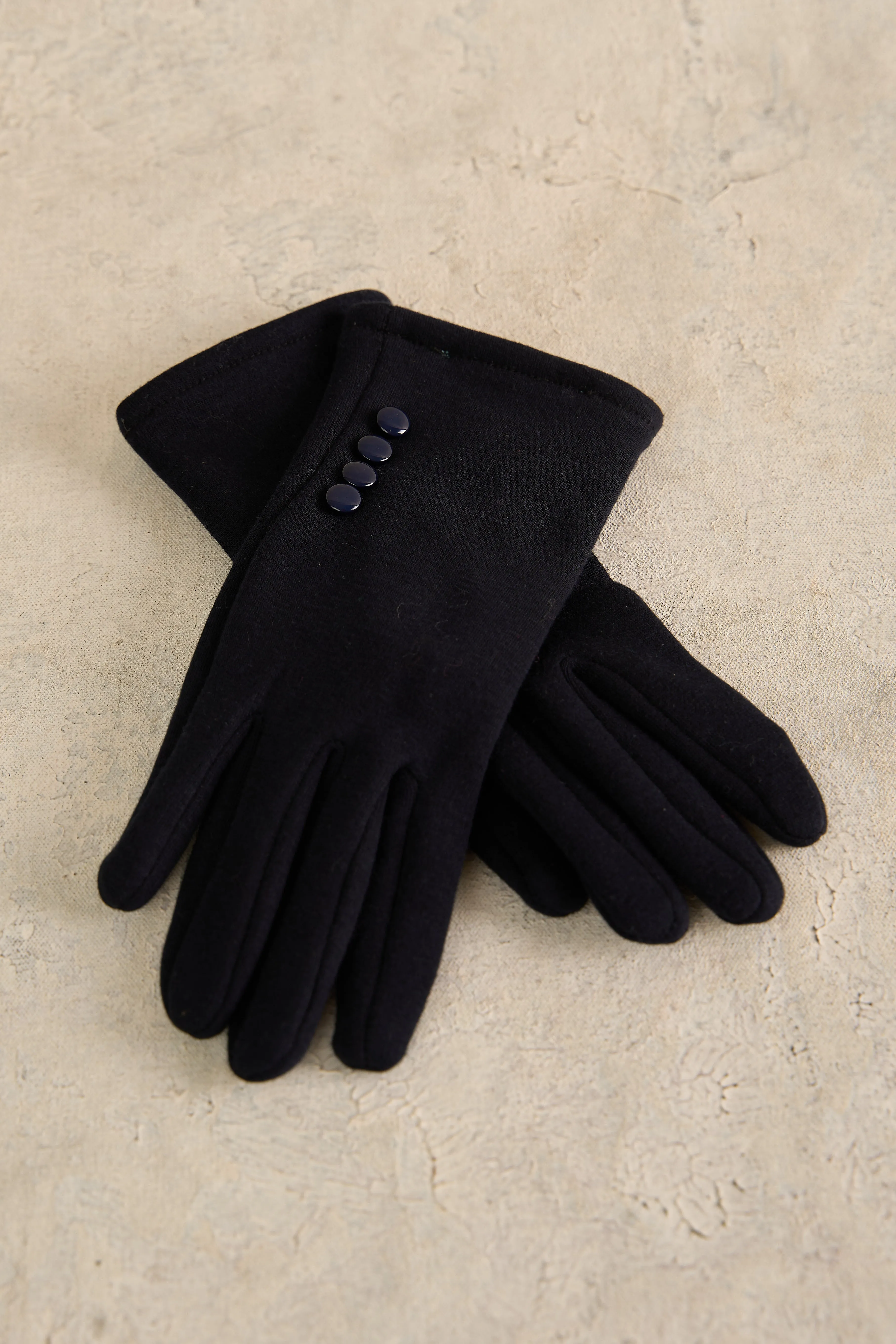 Navy Button Gloves