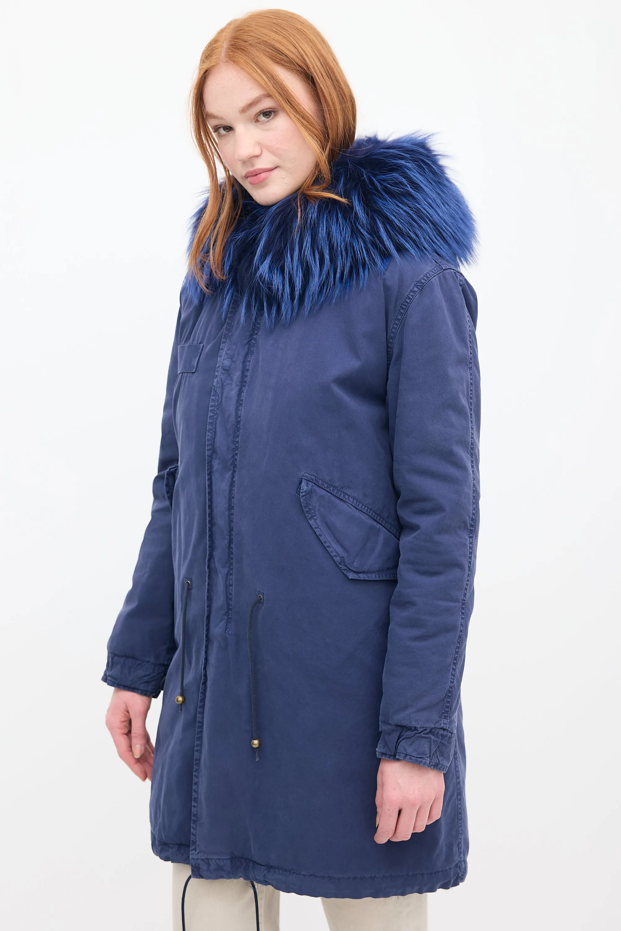 Navy Fur Lined Parka