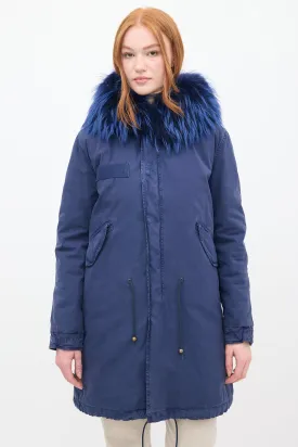 Navy Fur Lined Parka