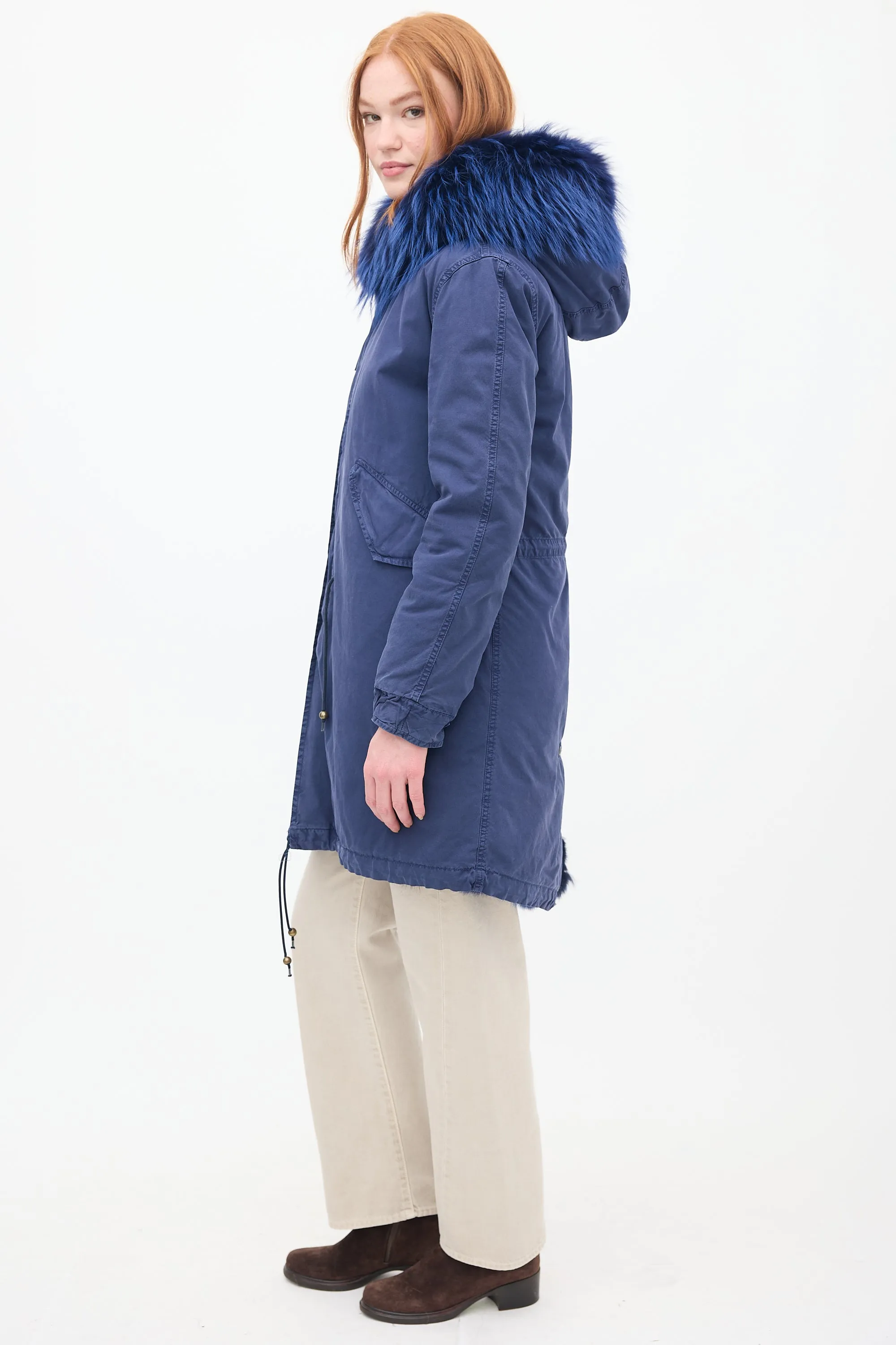 Navy Fur Lined Parka