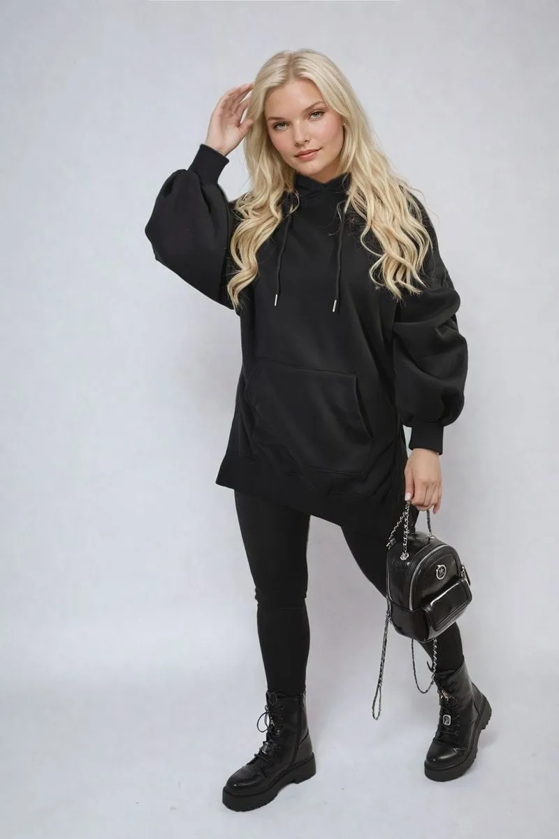 Oversized Hoodie with Side Split and Ribbed Leggings Co ord Set