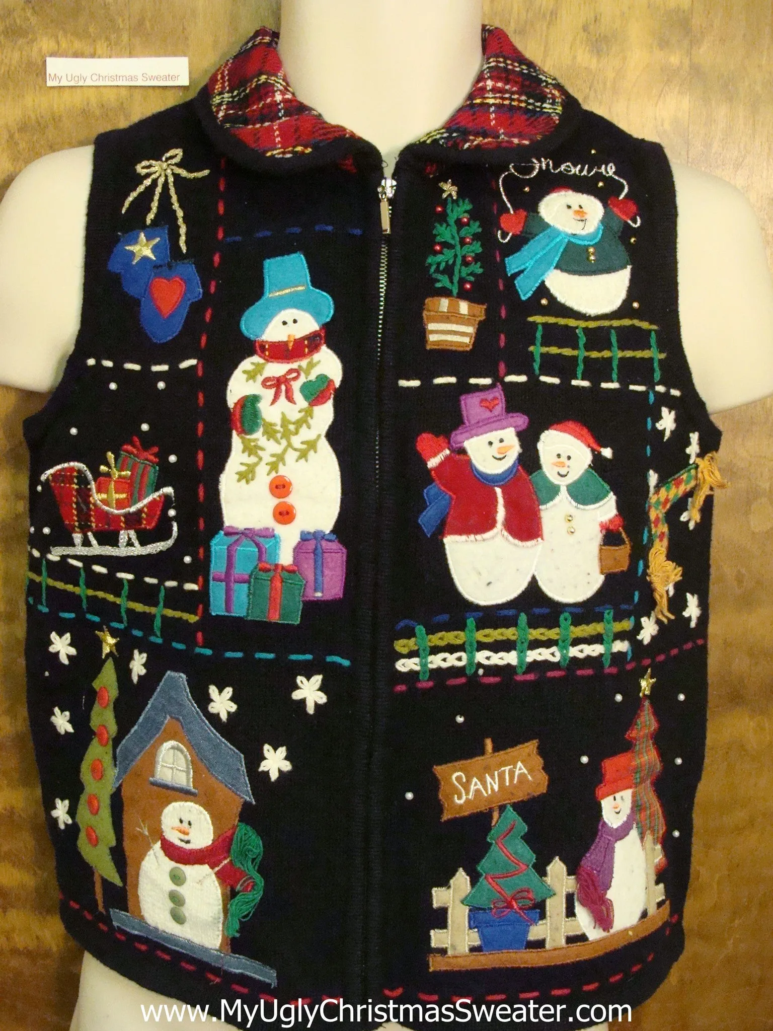 Plaid Collar Ugliest Bad Christmas Sweaters Vest