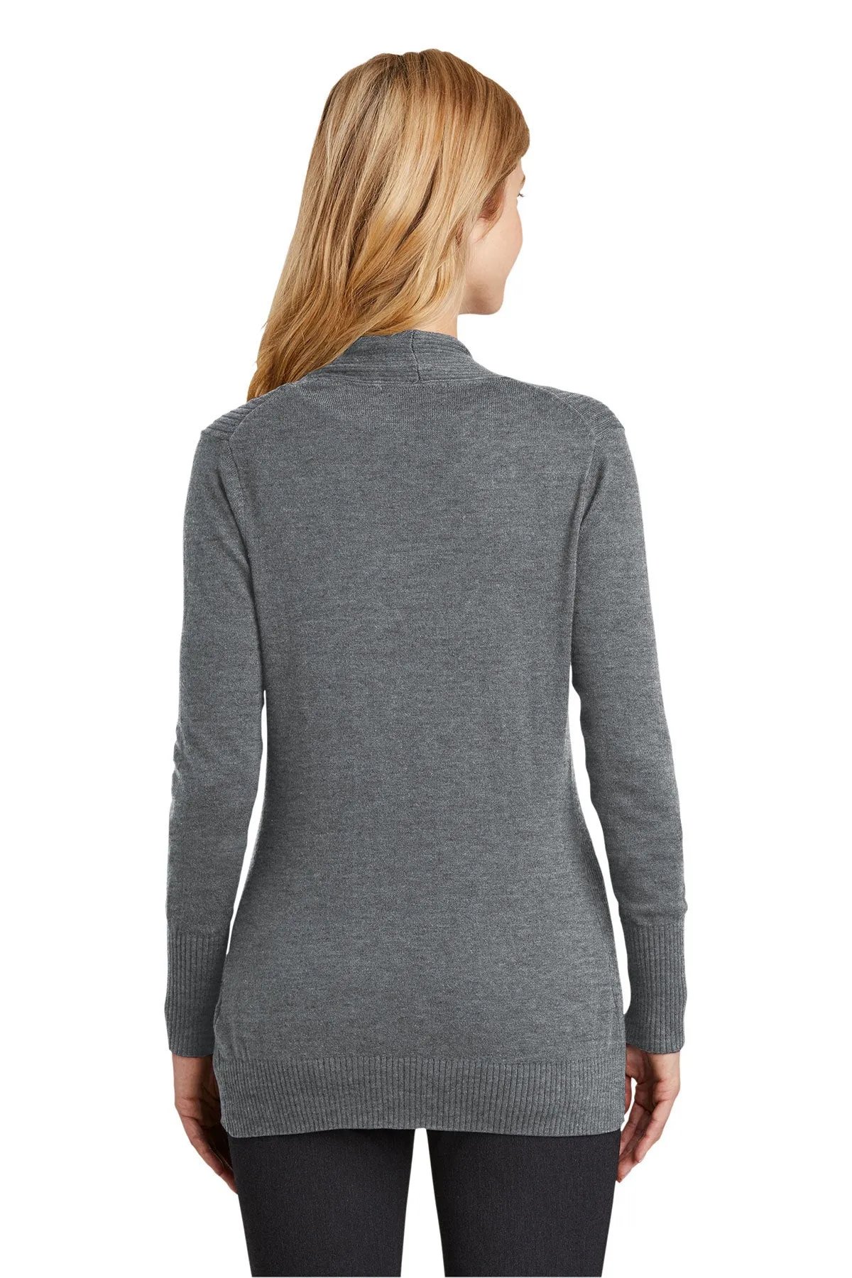 Port Authority Ladies Open Front Cardigan Sweater, Medium Heather Grey [Fooda Manager]