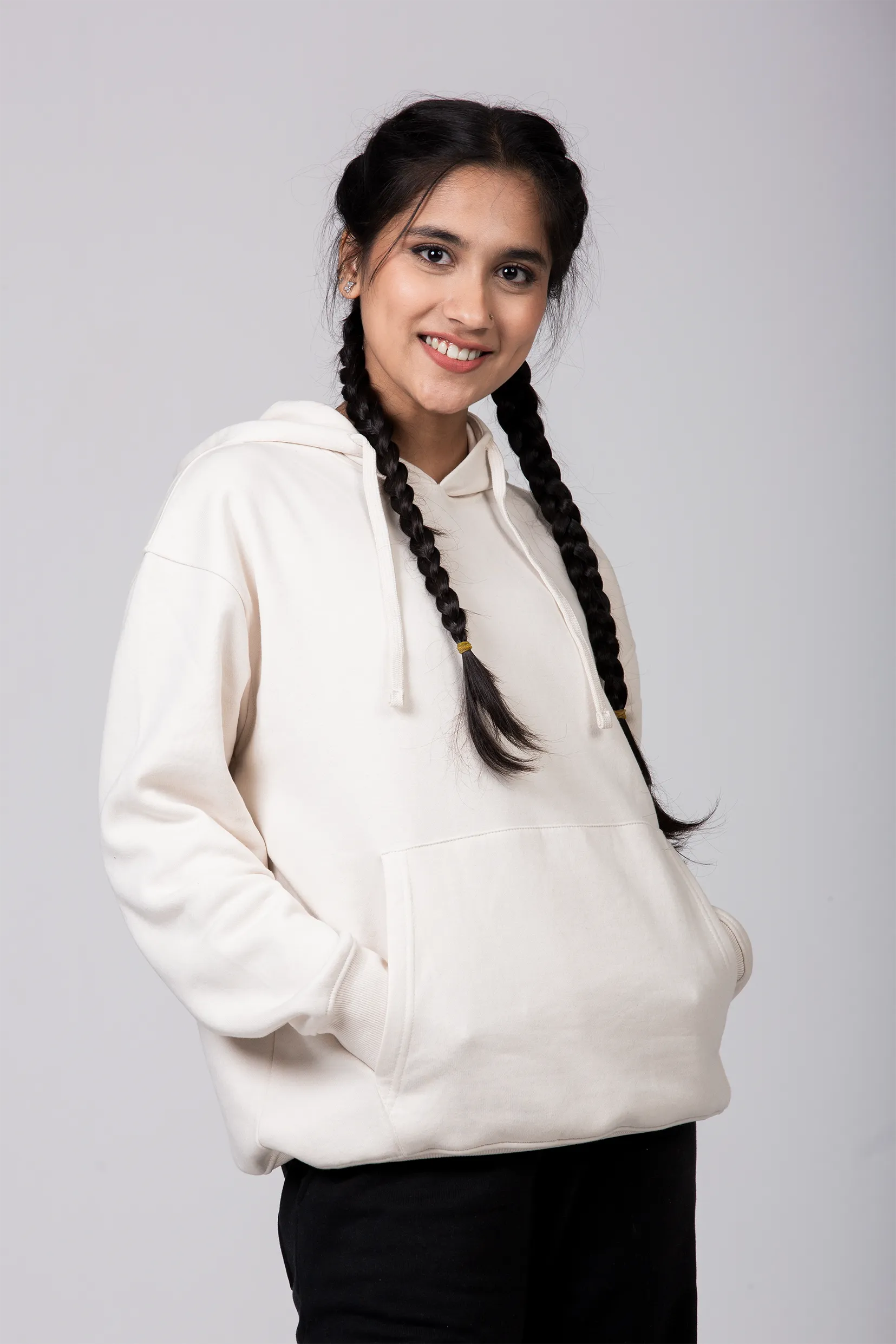 Premium Boxy Drop Shoulder Hoodie | Beige