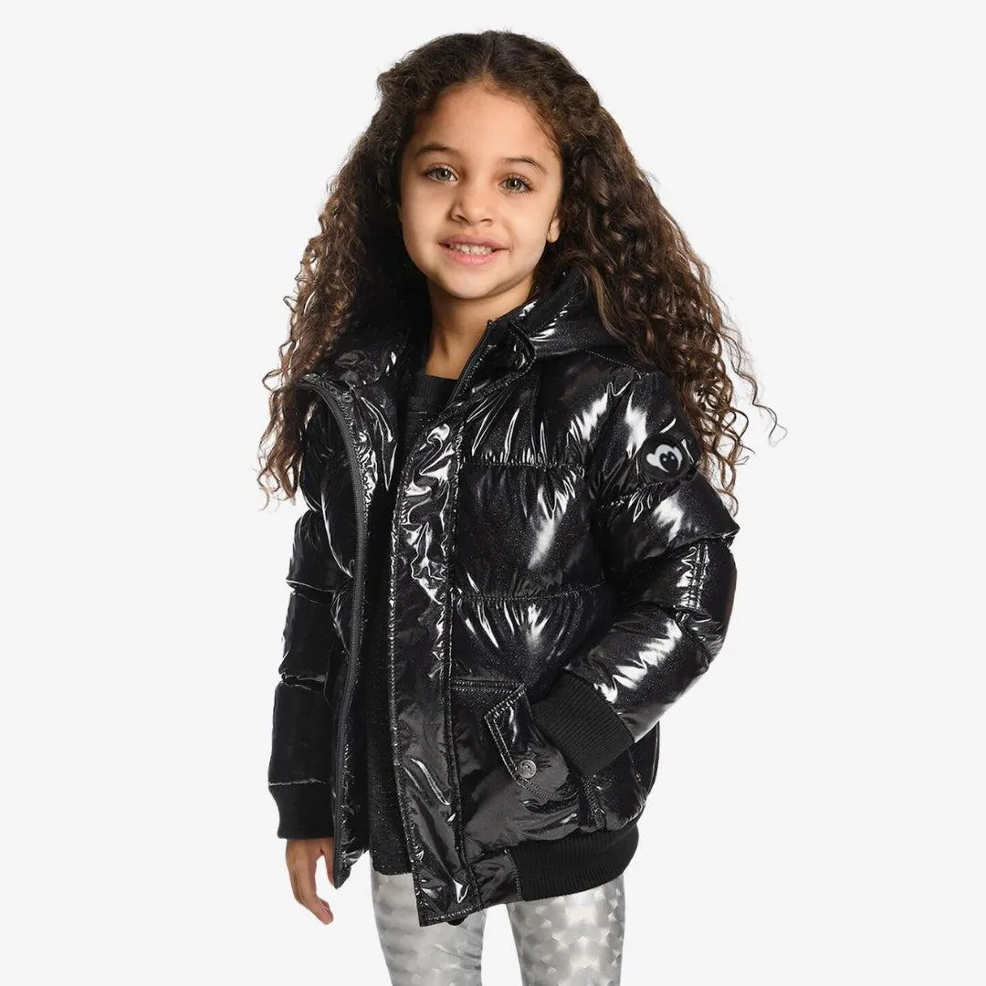 Puffy Coat | Black Glitter