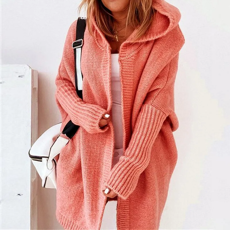 "New Arrival: Trendy & Cozy Batwing Sleeve Knitwear Cardigan for Women - Oversized Sweater Coat perfect for 2022 Fashion! Limited stock available!"