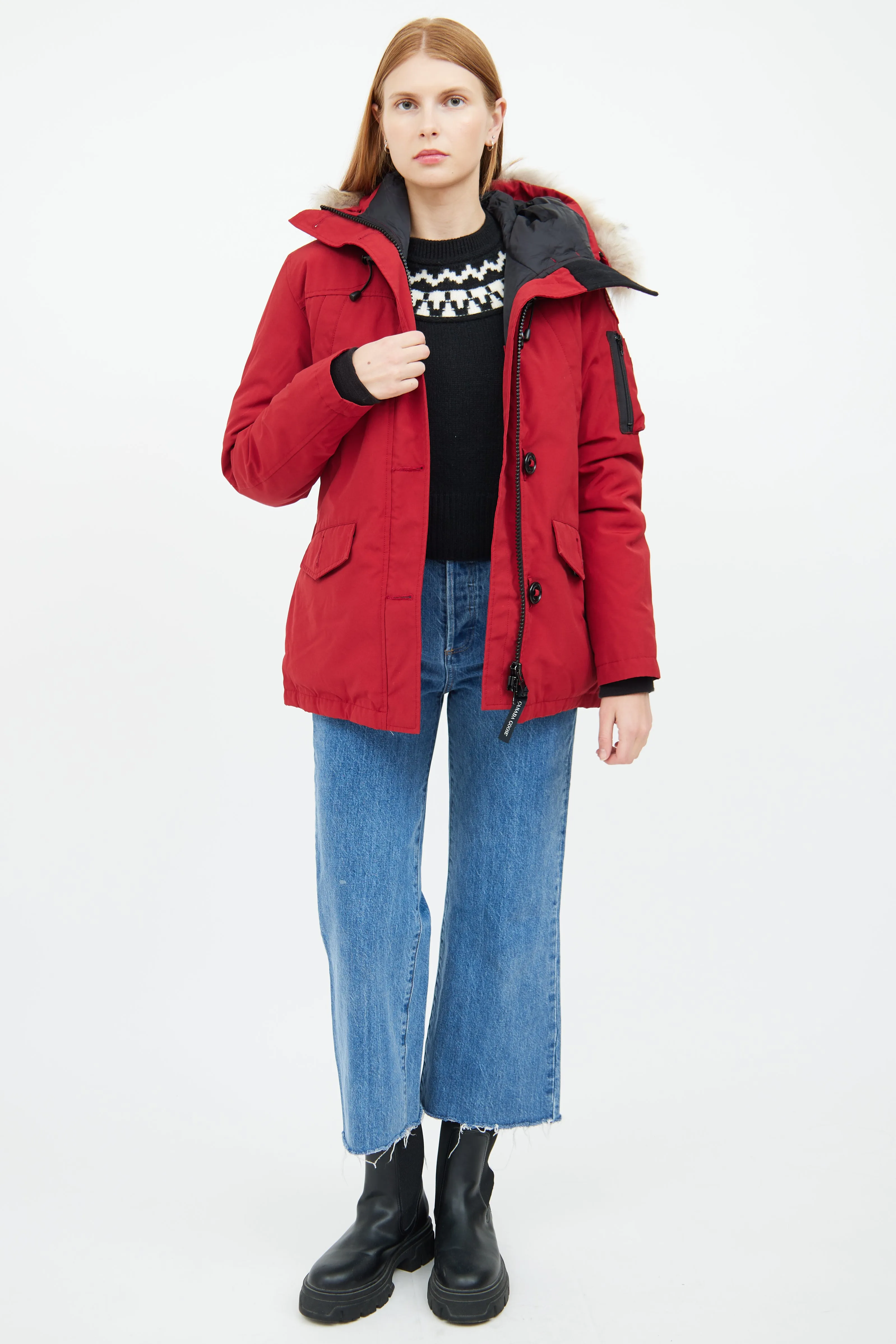 Red Montebello Down & Fur Hood Parka