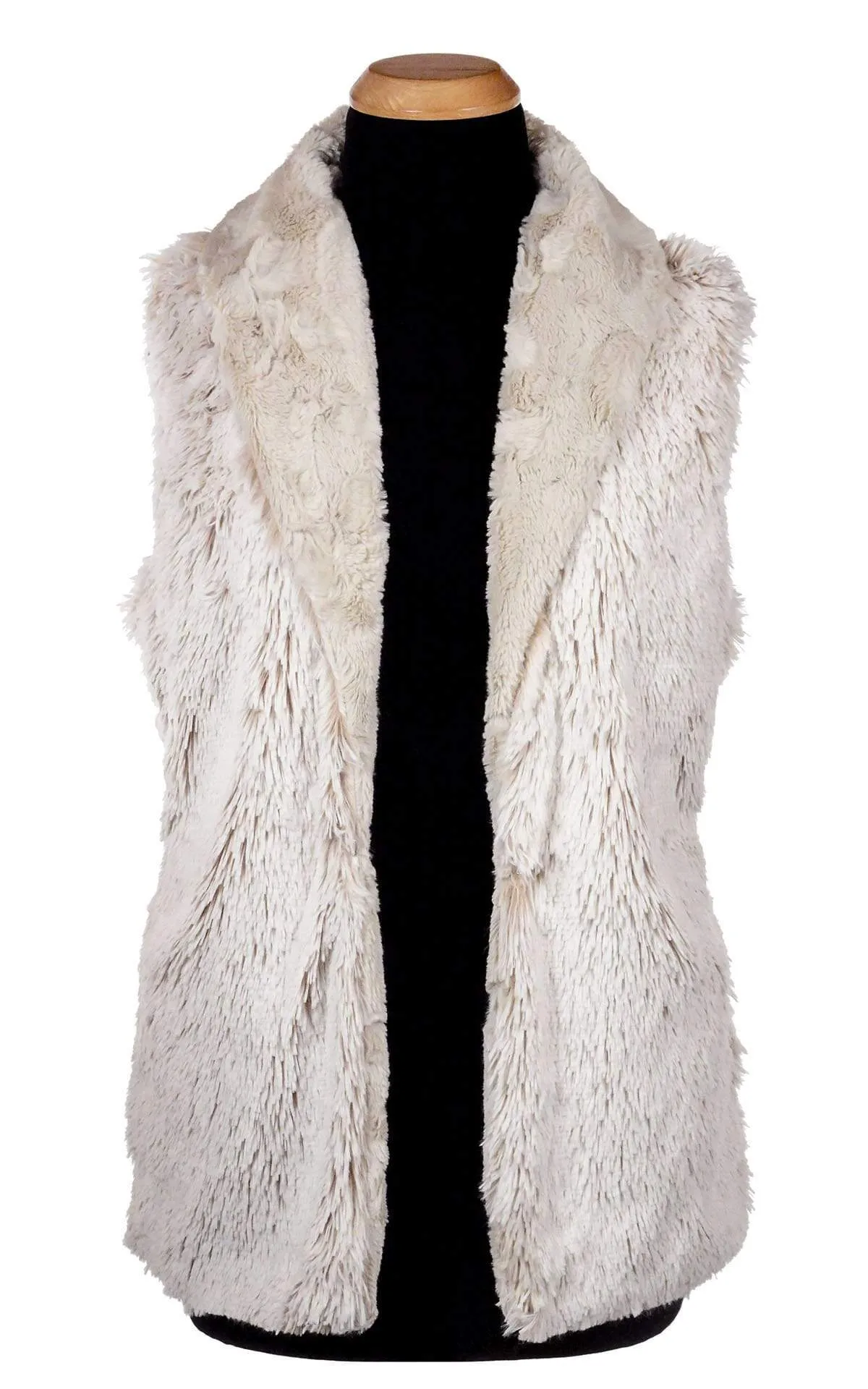 Shawl Collar Vest - Cuddly Faux Fur with Foxy Beach