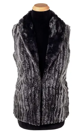 Shawl Collar Vest - Luxury Faux Fur in Rattle N Shake with Cuddly Fur in Black