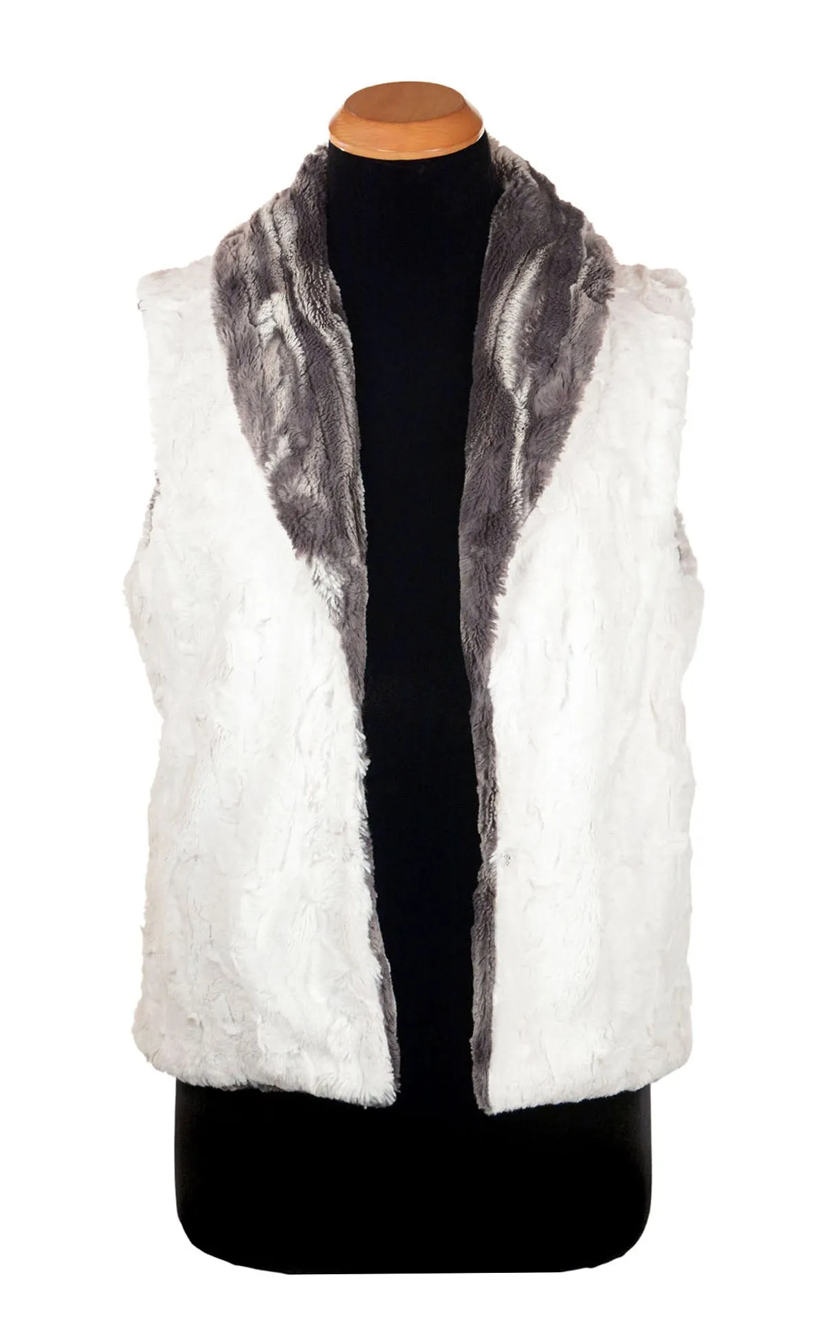 Shawl Collar Vest - Marble in Dune Faux Fur with Cuddly Fur