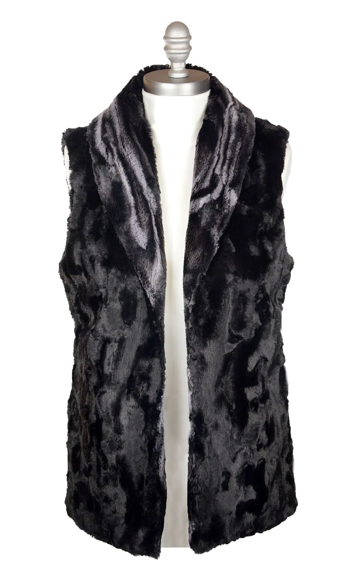 Shawl Collar Vest - Marble in Dune Faux Fur with Cuddly Fur