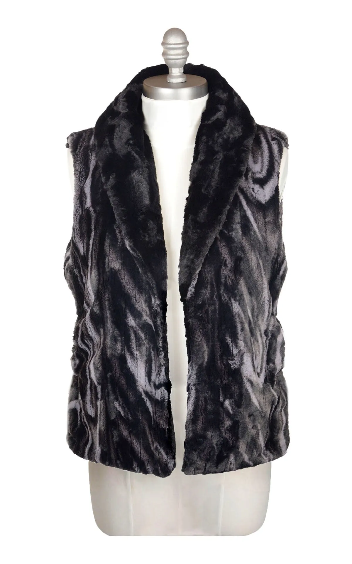 Shawl Collar Vest - Marble in Dune Faux Fur with Cuddly Fur