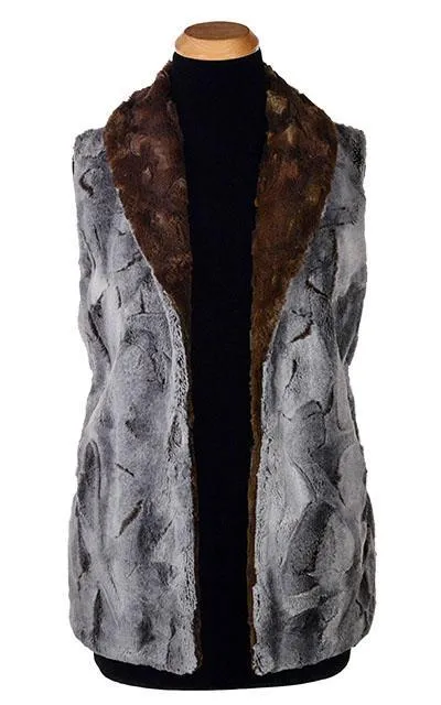 Shawl Collar Vest, Reversible less pockets - Giant's Causeway with Cuddly Fur in Chocolate (One Small Left!)