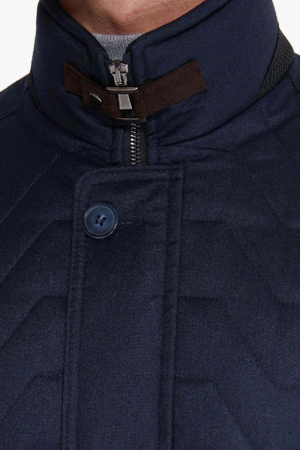 Slim Fit Toledo Stand Collar Navy Coat, Navy