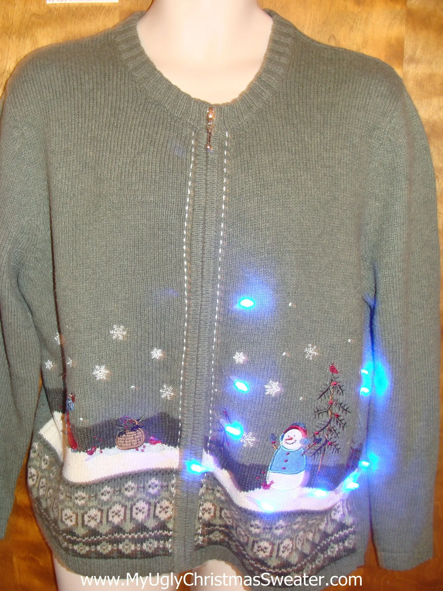 Snowman Winter Themed Light Up Ugly Christmas Jumper