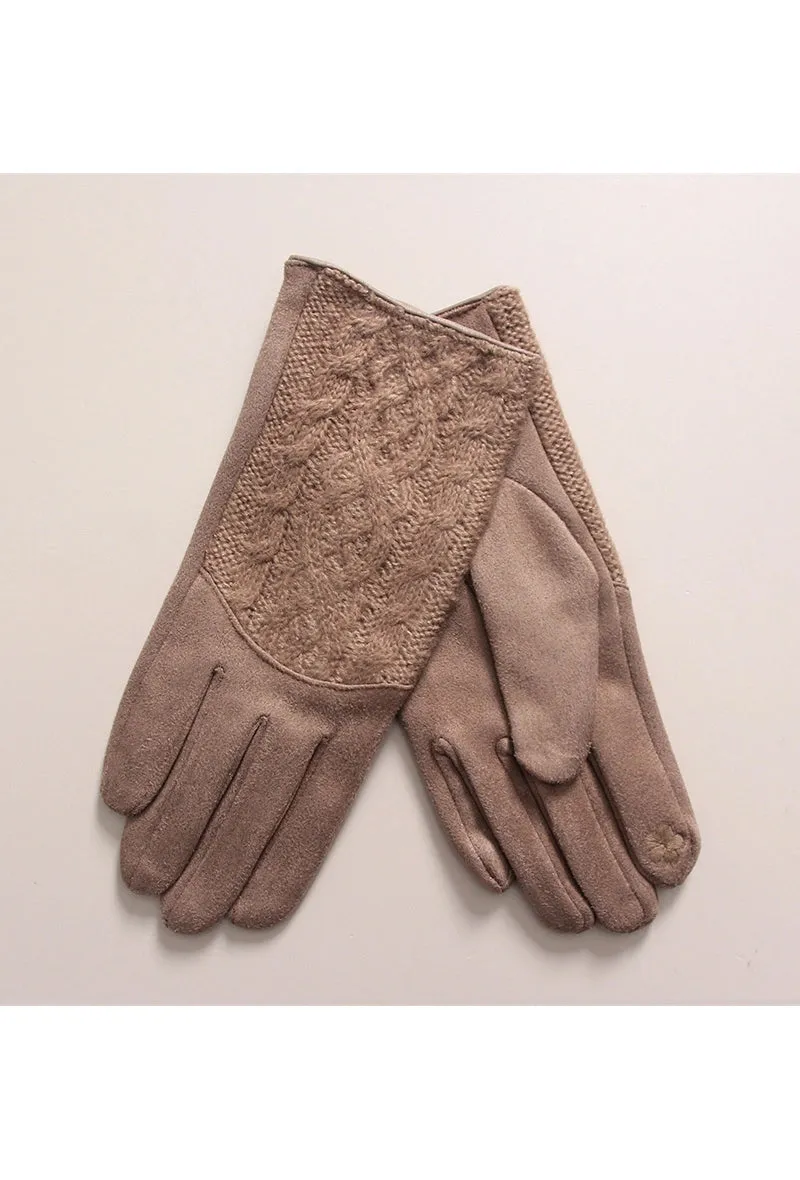 Taupe Cable Knit Gloves