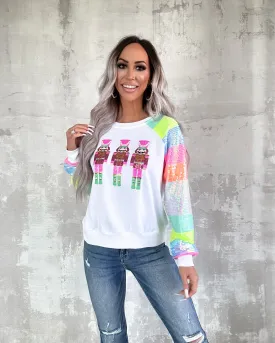 The Nutcracker Sequin Sleeve Sweatshirt - White