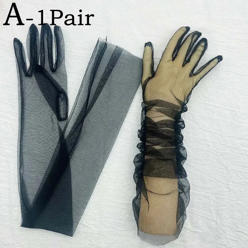 Trendy Transparent Ultra Thin Long Dress Gloves