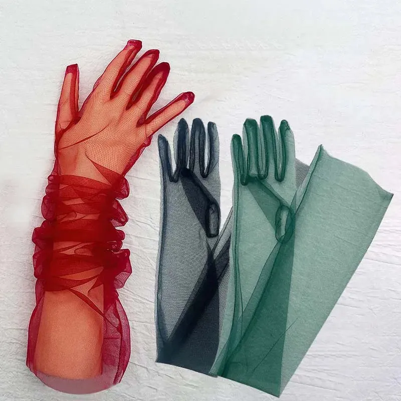 Trendy Transparent Ultra Thin Long Dress Gloves