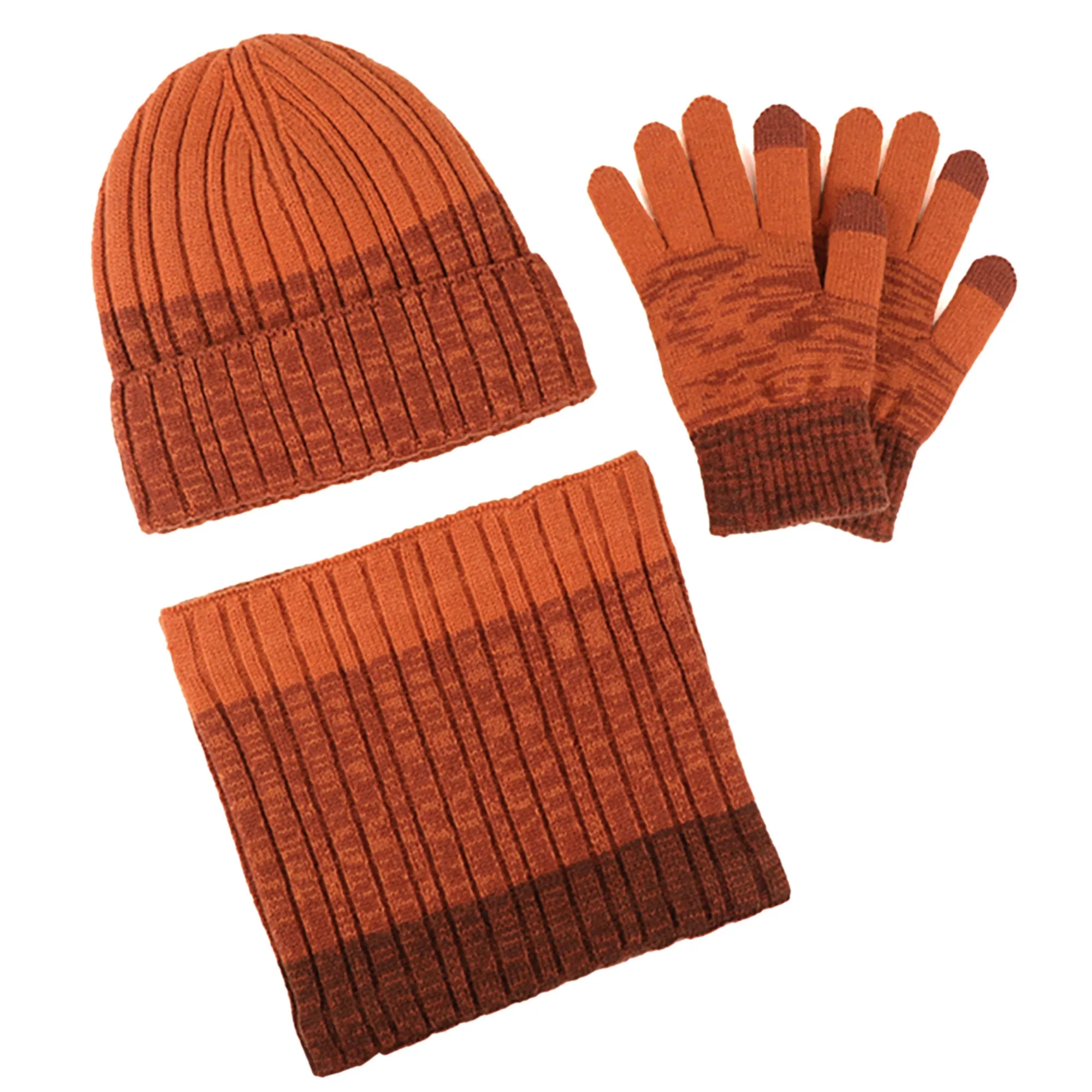 Unisex Winter Beanie Hat, Infinity Scarf and Glove Set