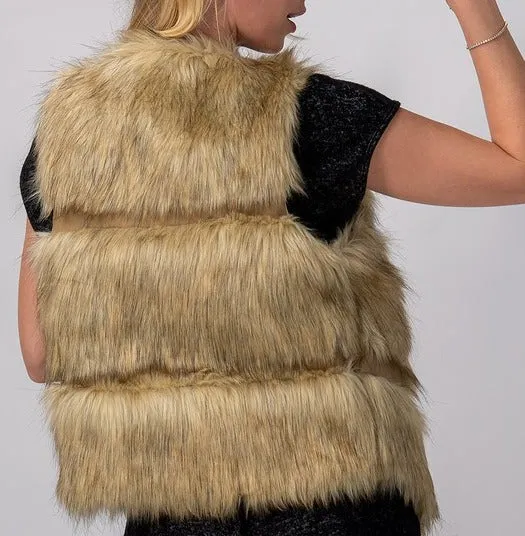 Vanity Fur Leather Stripe Fur Vest