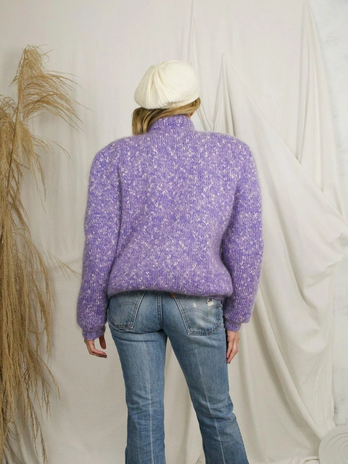 Vintage Lilac Mohair Speckle Knit Sweater Jacket